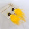 Feather Button Earrings (Yellow)